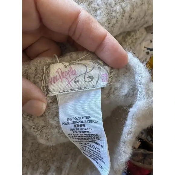 Free People Coastal Core Blanket Scarf Oatmeal Sz One Size Ribbed 23x76” - Picture 4 of 6